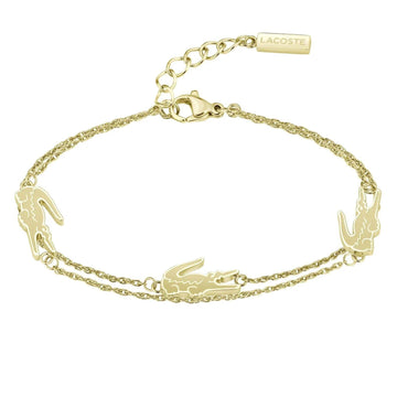 Γυναικείο βραχιόλι Lacoste 2040470 ατσάλινο σε χρυσό χρώμα από ανοξείδωτο ατσάλι με στοιχεία από το λογότυπο της εταιρίας.